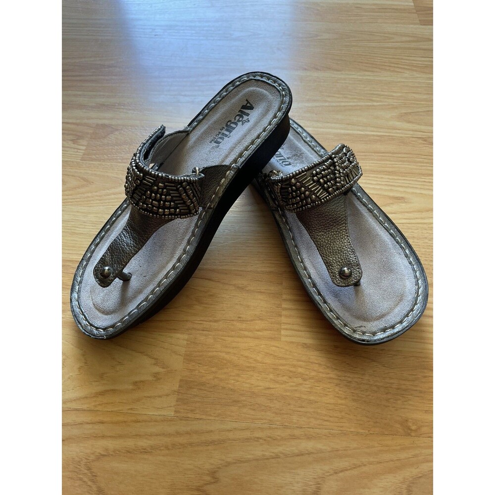Alegria silver Beaded  CAR  204 Thong Slip On Adjustable sandals Size 39